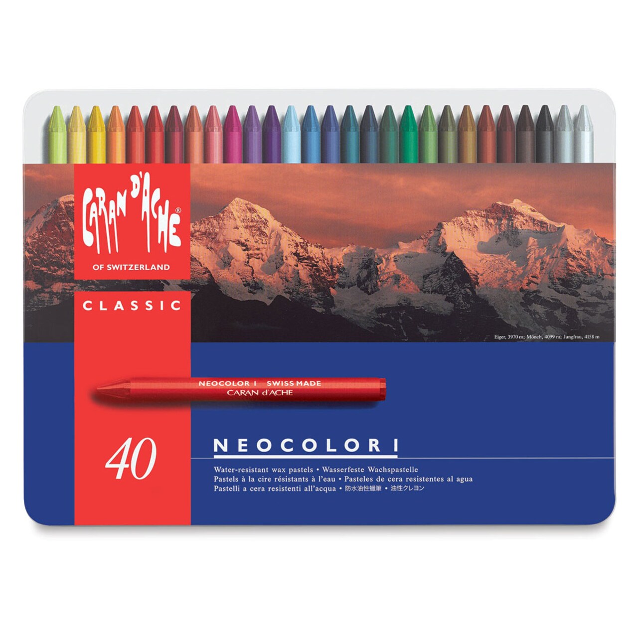 Caran d'Ache Neocolor I Wax Pastels - Assorted Colors, Set of 40